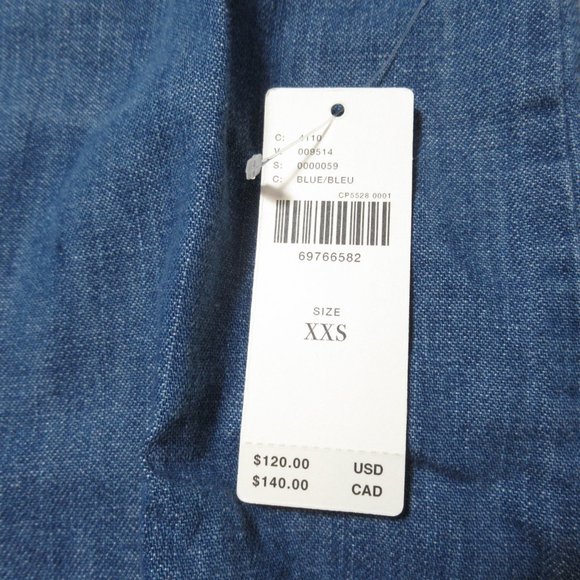 Anthropologie Pilcro Blue Denim Tie-Neck Blouse - XXS 2XS 00 - Picture 8 of 10